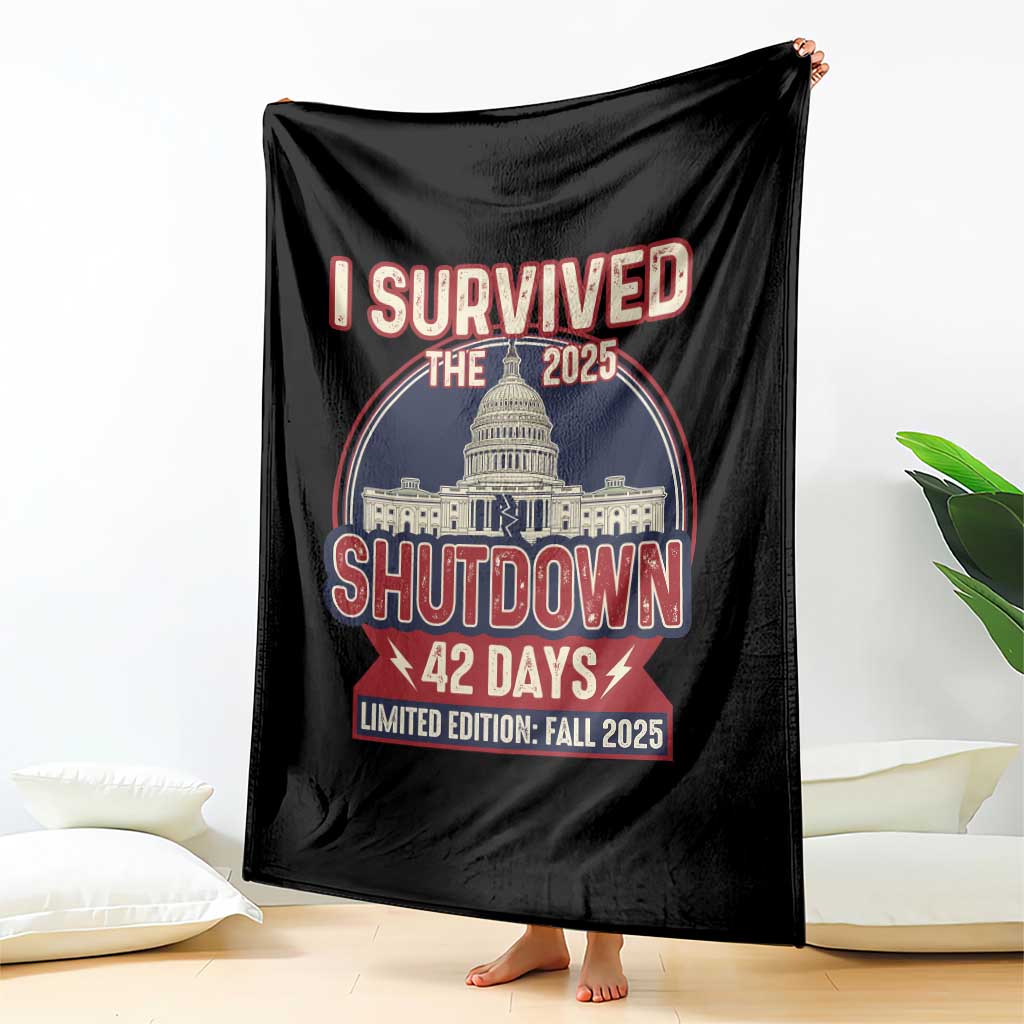 I Survived the 2025 Shutdown Throw Blanket Funny Government Closure Parody Political Humor - Wonder Print Shop