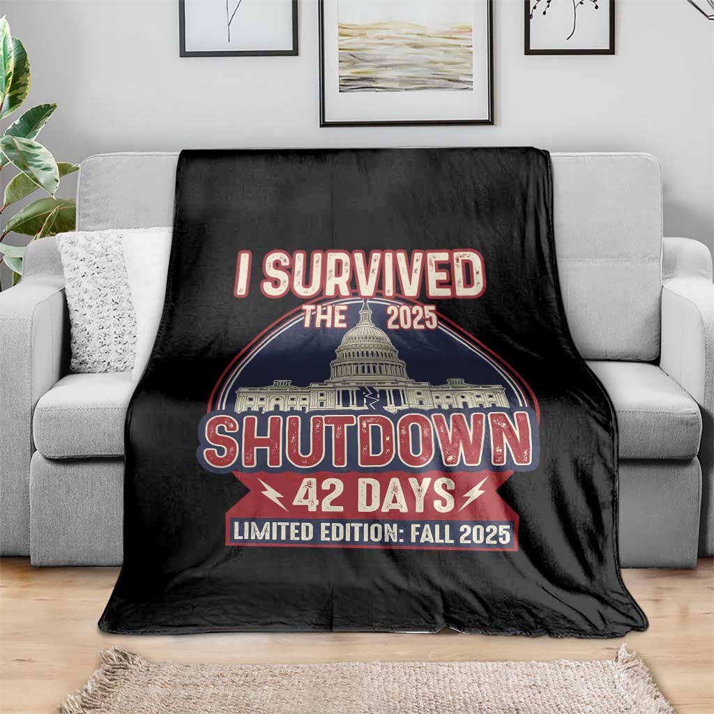 I Survived the 2025 Shutdown Throw Blanket Funny Government Closure Parody Political Humor - Wonder Print Shop