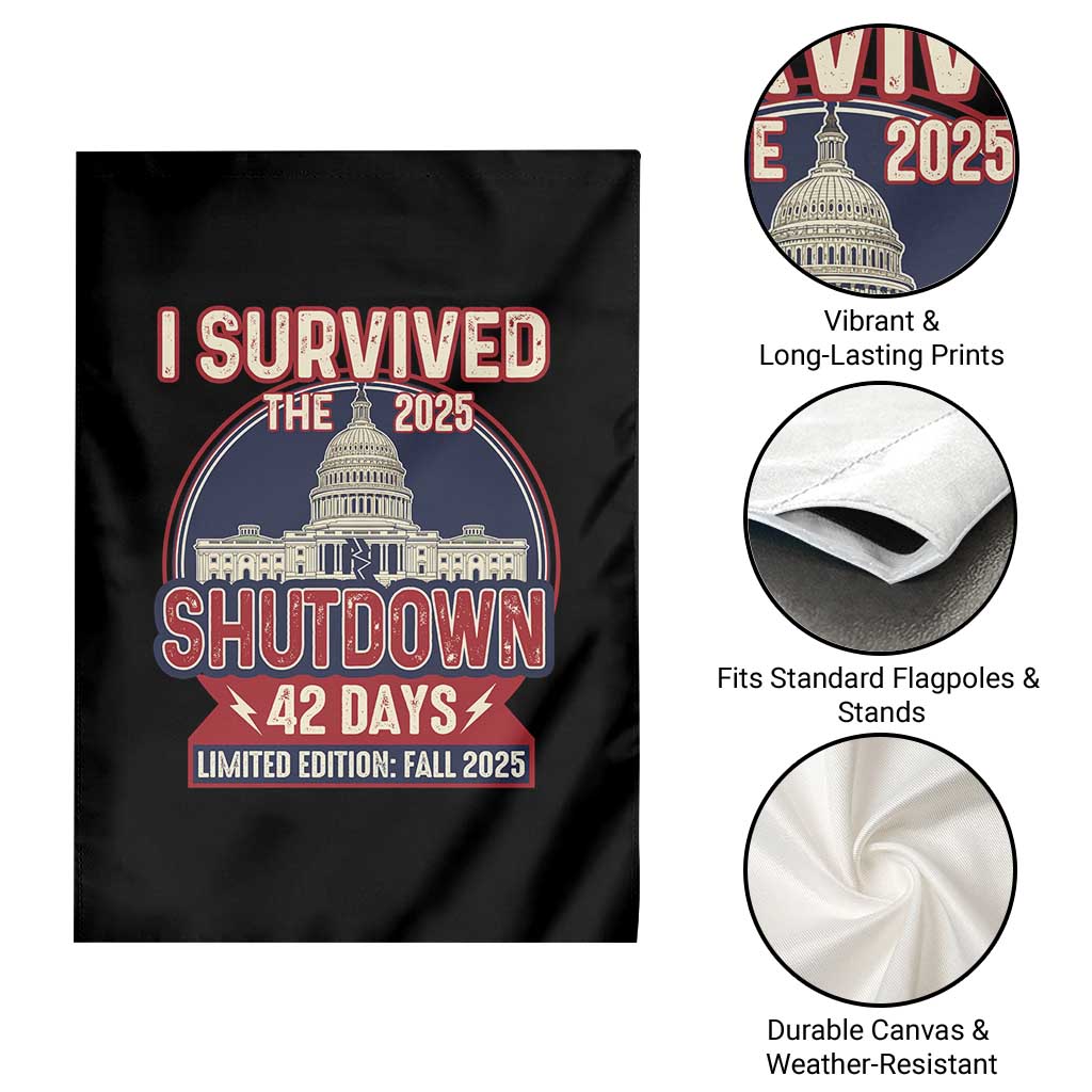 I Survived the 2025 Shutdown Garden Flag Funny Government Closure Parody Political Humor - Wonder Print Shop