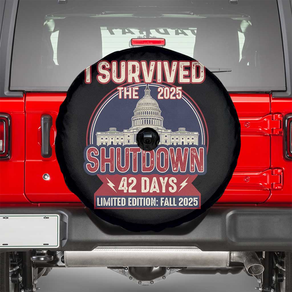 I Survived the 2025 Shutdown Spare Tire Cover Funny Government Closure Parody Political Humor - Wonder Print Shop