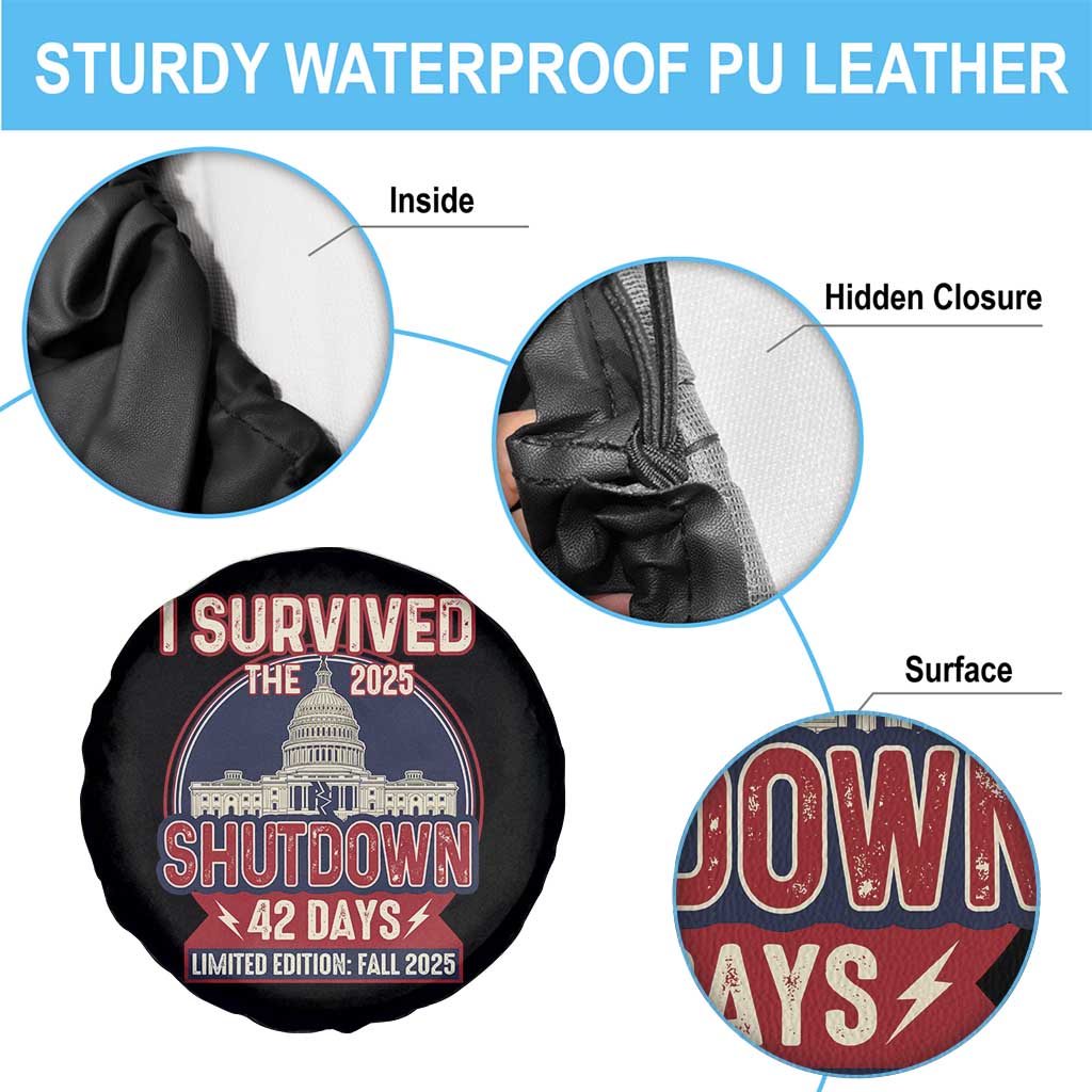 I Survived the 2025 Shutdown Spare Tire Cover Funny Government Closure Parody Political Humor - Wonder Print Shop