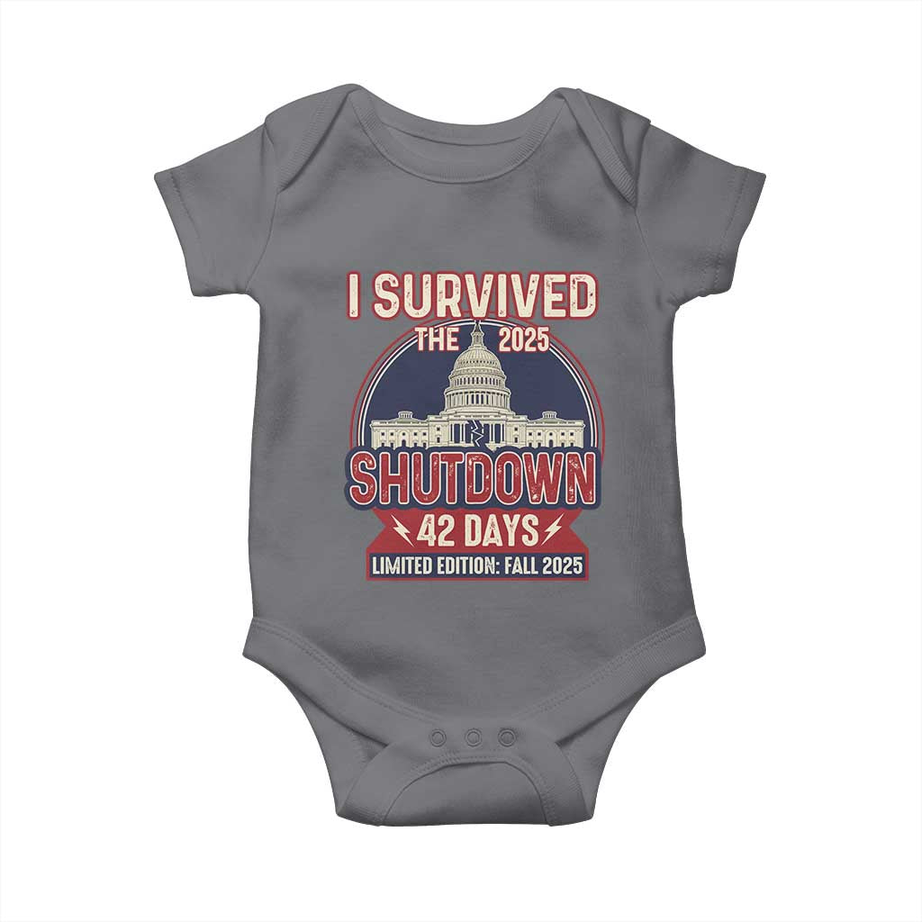 I Survived the 2025 Shutdown Baby Onesie Funny Government Closure Parody Political Humor - Wonder Print Shop