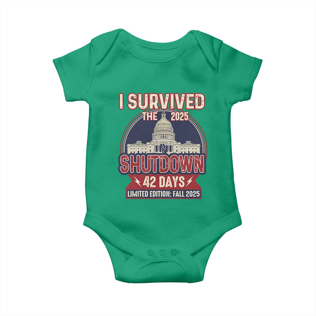 I Survived the 2025 Shutdown Baby Onesie Funny Government Closure Parody Political Humor - Wonder Print Shop