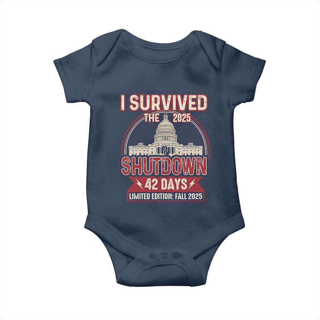 I Survived the 2025 Shutdown Baby Onesie Funny Government Closure Parody Political Humor - Wonder Print Shop