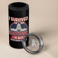 I Survived the 2025 Shutdown 4 in 1 Can Cooler Tumbler Funny Government Closure Parody Political Humor - Wonder Print Shop