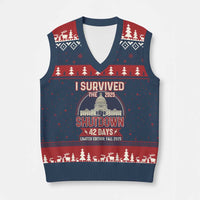 I Survived the 2025 Shutdown V-Neck Knit Sweater Vest Funny Government Closure Parody Political Humor - Wonder Print Shop