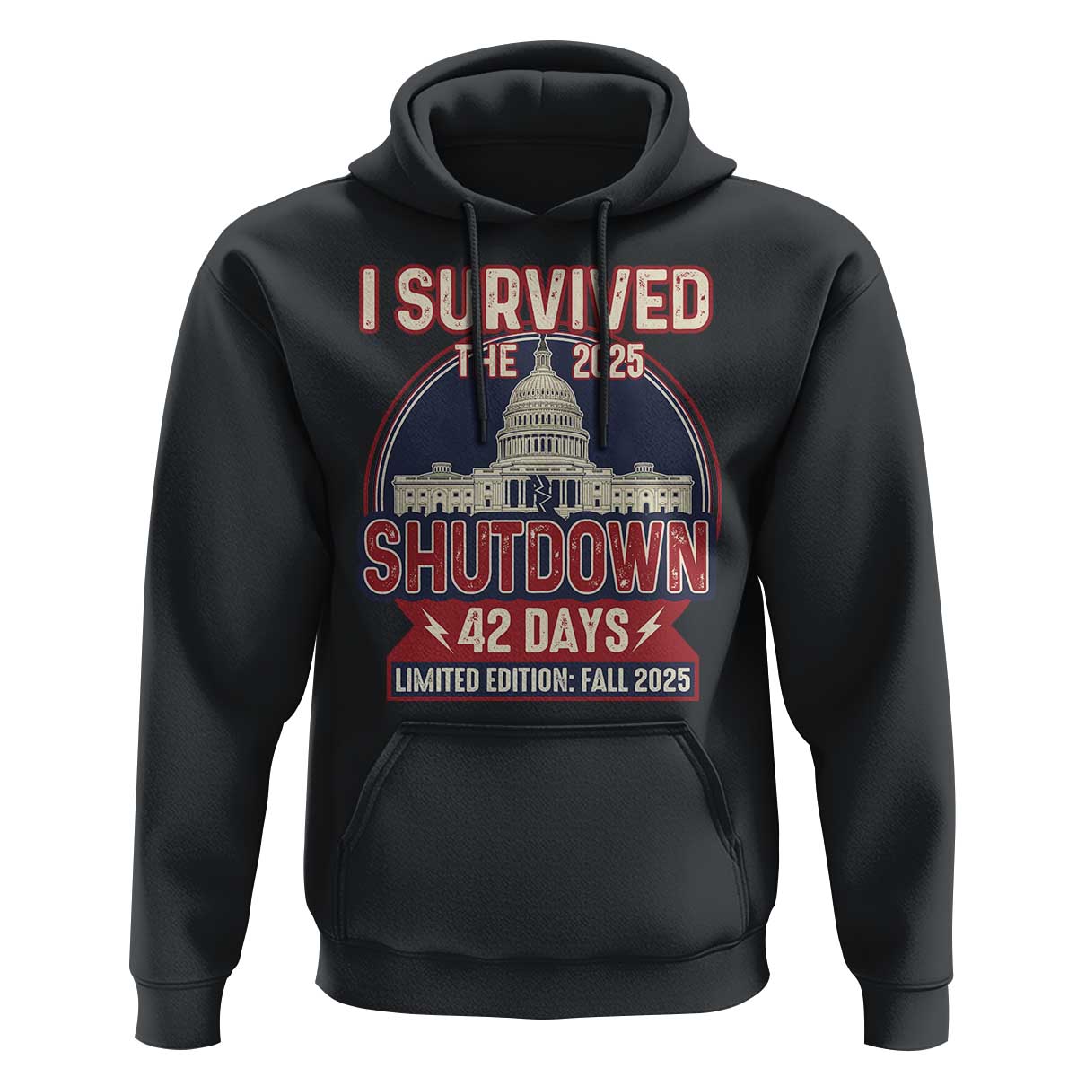I Survived the 2025 Shutdown Hoodie Funny Government Closure Parody Political Humor - Wonder Print Shop