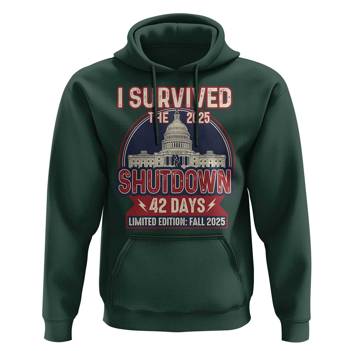 I Survived the 2025 Shutdown Hoodie Funny Government Closure Parody Political Humor - Wonder Print Shop