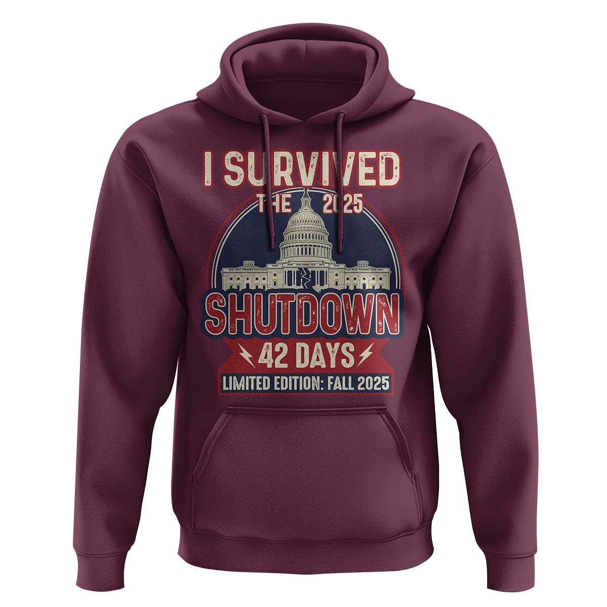 I Survived the 2025 Shutdown Hoodie Funny Government Closure Parody Political Humor - Wonder Print Shop