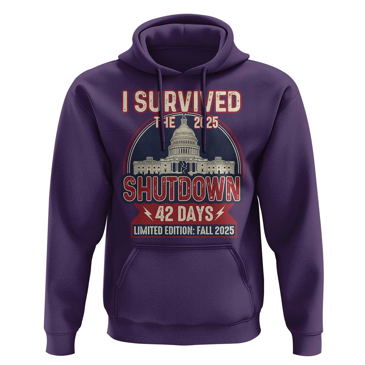 I Survived the 2025 Shutdown Hoodie Funny Government Closure Parody Political Humor - Wonder Print Shop