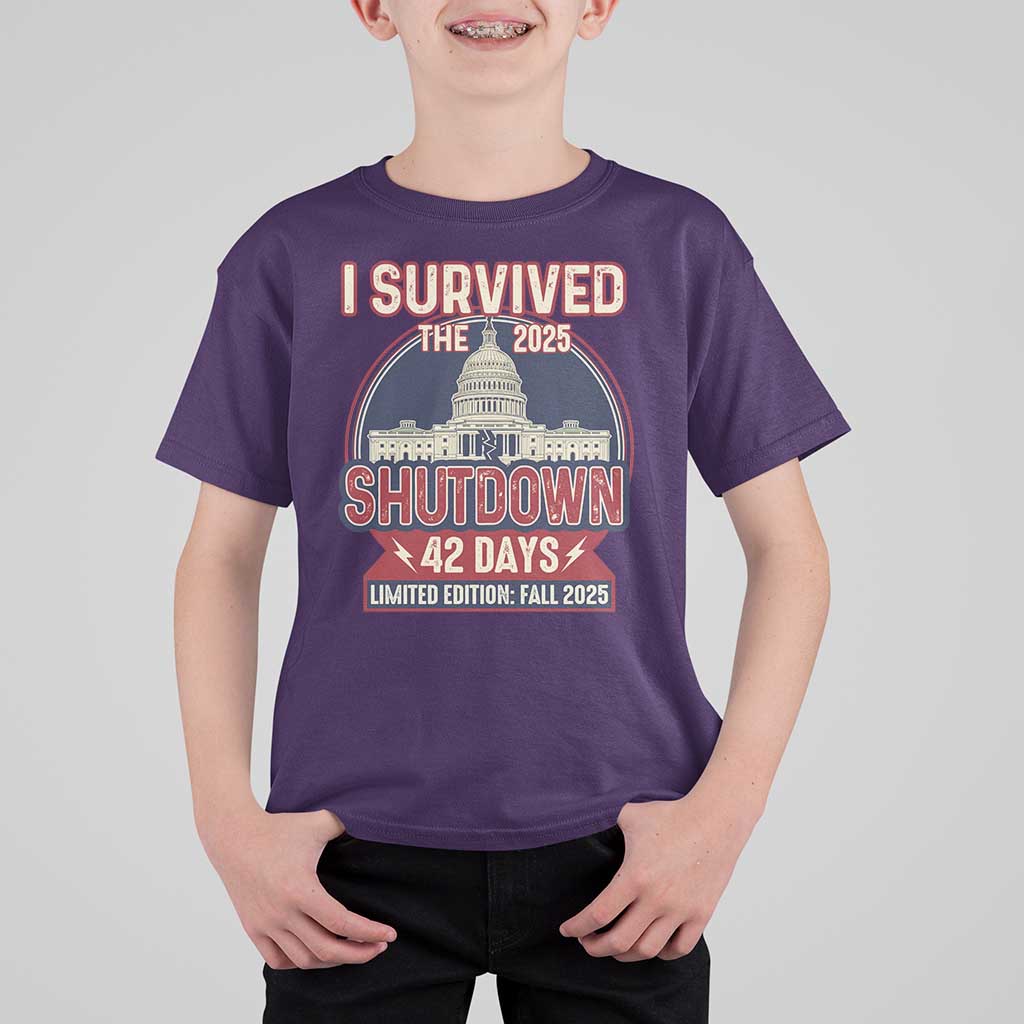 I Survived the 2025 Shutdown T Shirt For Kid Funny Government Closure Parody Political Humor - Wonder Print Shop