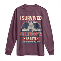 I Survived the 2025 Shutdown Long Sleeve Shirt Funny Government Closure Parody Political Humor - Wonder Print Shop