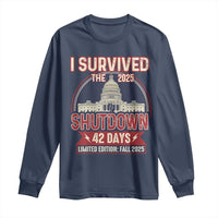 I Survived the 2025 Shutdown Long Sleeve Shirt Funny Government Closure Parody Political Humor - Wonder Print Shop