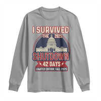 I Survived the 2025 Shutdown Long Sleeve Shirt Funny Government Closure Parody Political Humor - Wonder Print Shop