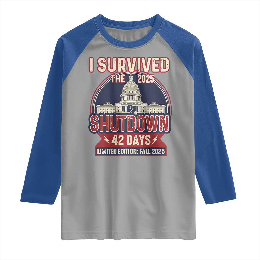 I Survived the 2025 Shutdown Raglan Shirt Funny Government Closure Parody Political Humor - Wonder Print Shop