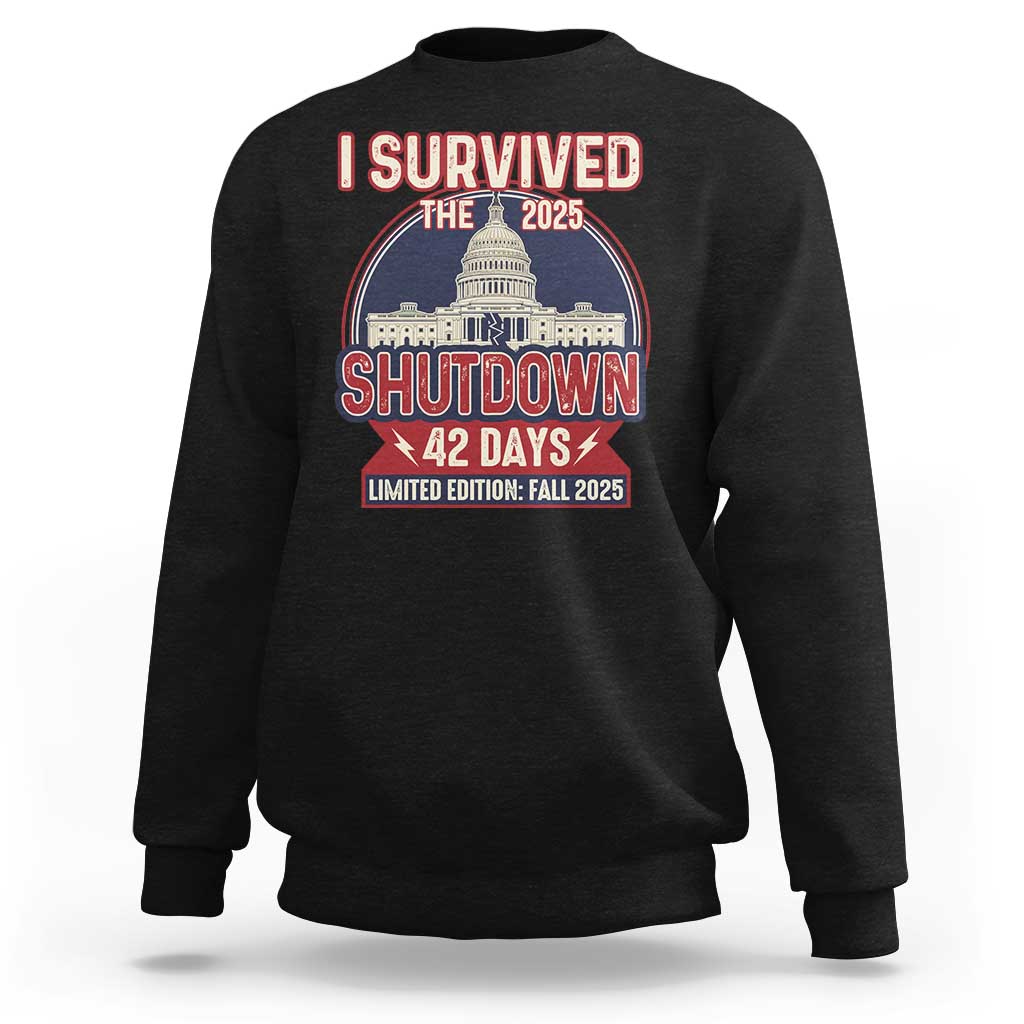 I Survived the 2025 Shutdown Sweatshirt Funny Government Closure Parody Political Humor - Wonder Print Shop