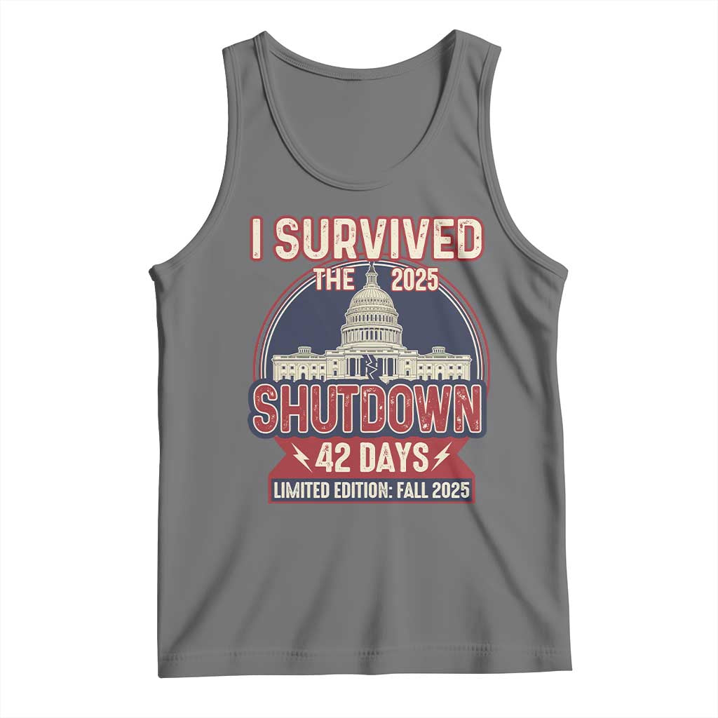 I Survived the 2025 Shutdown Tank Top Funny Government Closure Parody Political Humor - Wonder Print Shop