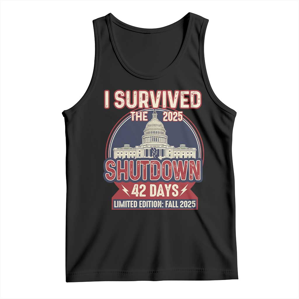 I Survived the 2025 Shutdown Tank Top Funny Government Closure Parody Political Humor - Wonder Print Shop