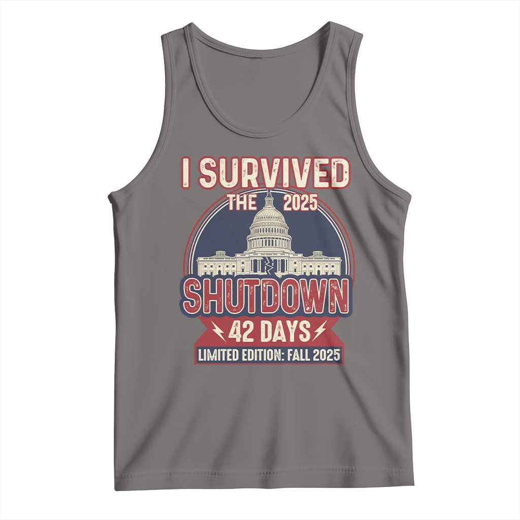 I Survived the 2025 Shutdown Tank Top Funny Government Closure Parody Political Humor - Wonder Print Shop