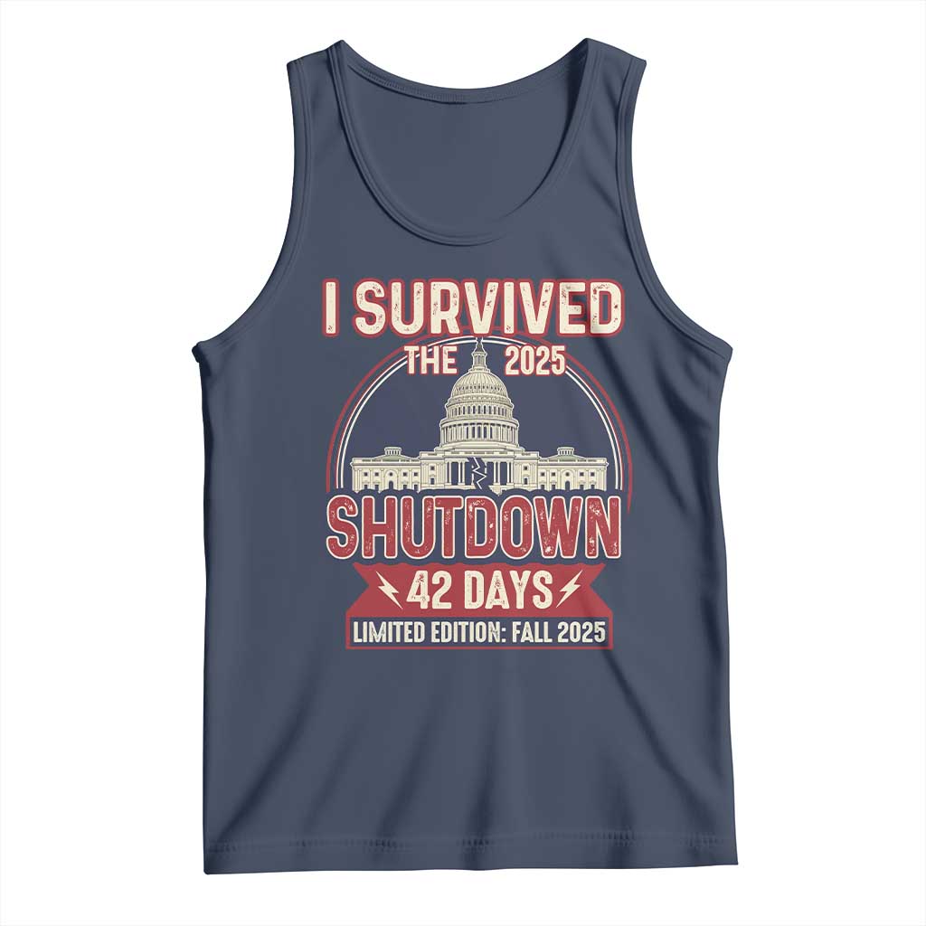 I Survived the 2025 Shutdown Tank Top Funny Government Closure Parody Political Humor - Wonder Print Shop