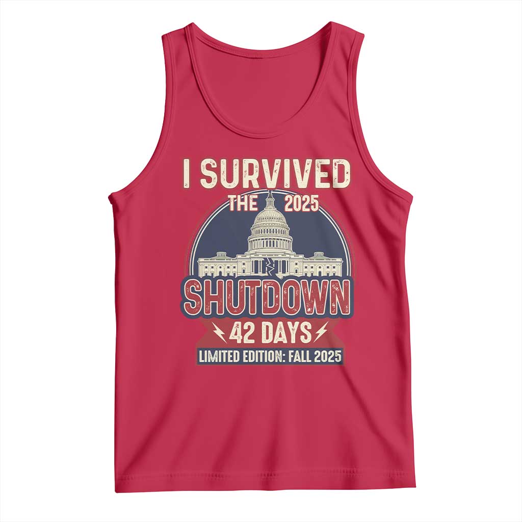 I Survived the 2025 Shutdown Tank Top Funny Government Closure Parody Political Humor - Wonder Print Shop