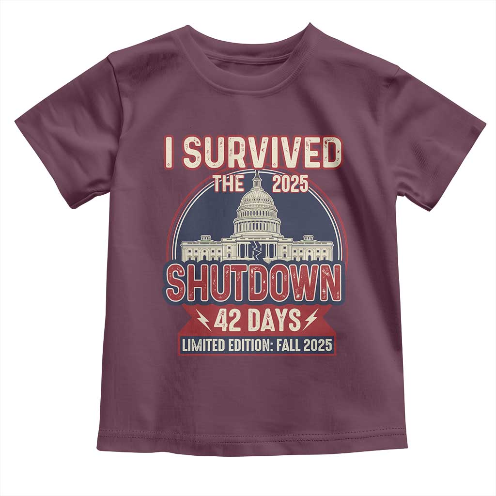 I Survived the 2025 Shutdown Toddler T Shirt Funny Government Closure Parody Political Humor - Wonder Print Shop