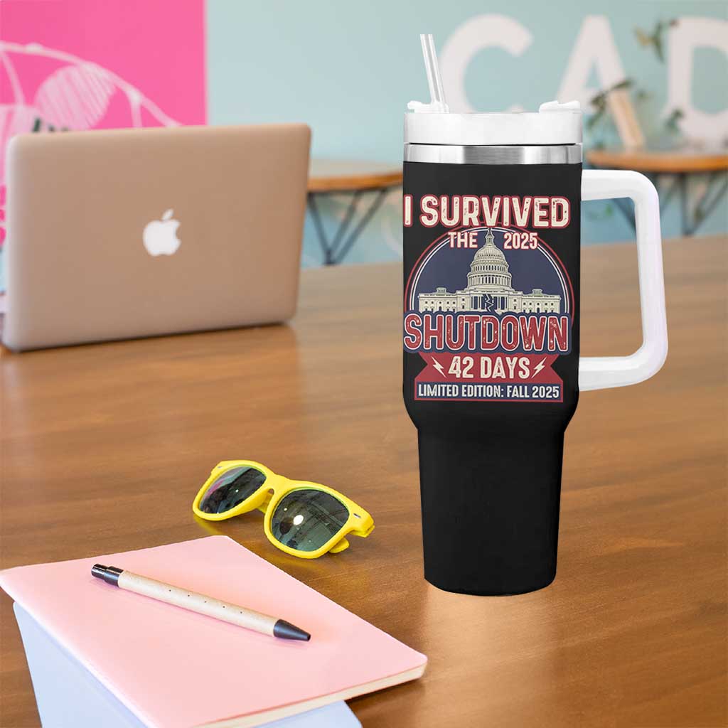 I Survived the 2025 Shutdown Tumbler With Handle Funny Government Closure Parody Political Humor - Wonder Print Shop