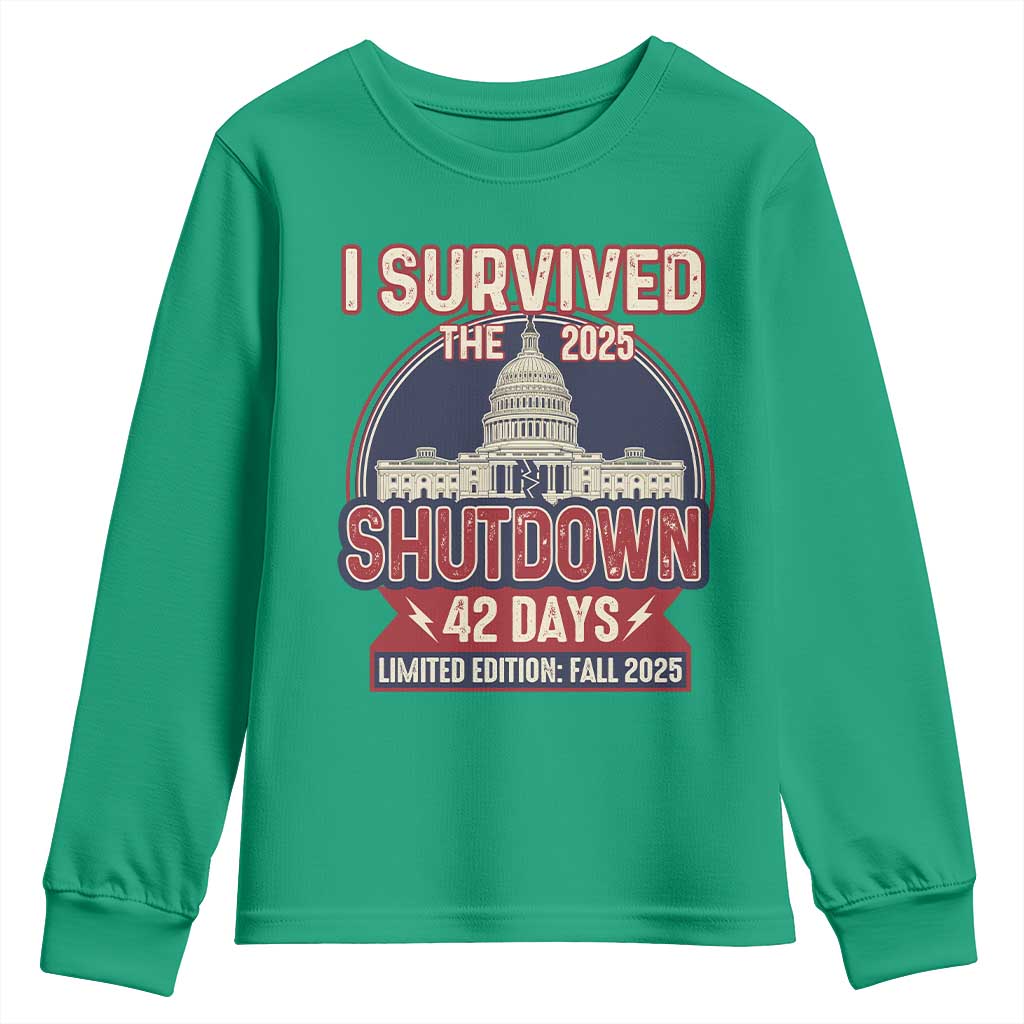 I Survived the 2025 Shutdown Youth Sweatshirt Funny Government Closure Parody Political Humor - Wonder Print Shop