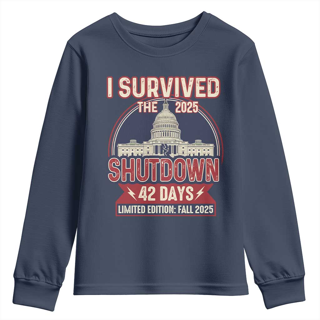 I Survived the 2025 Shutdown Youth Sweatshirt Funny Government Closure Parody Political Humor - Wonder Print Shop