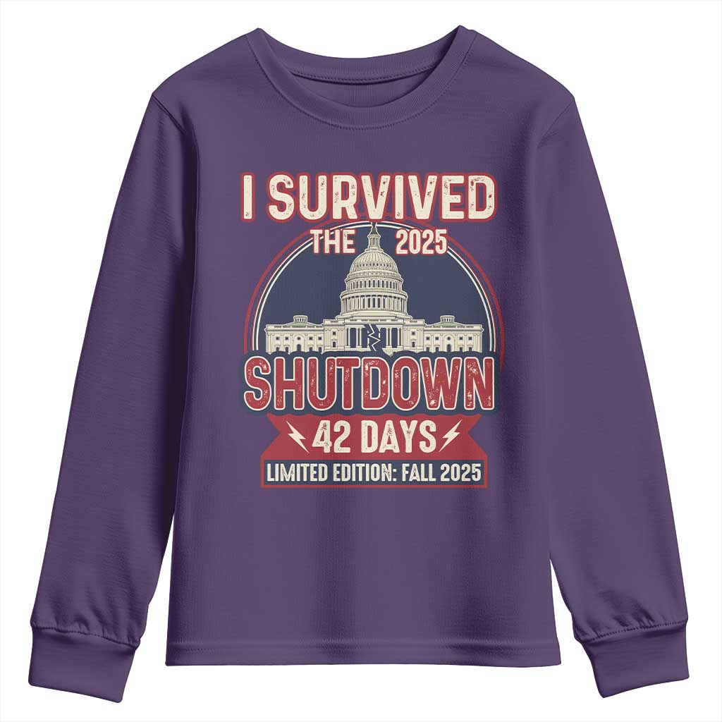 I Survived the 2025 Shutdown Youth Sweatshirt Funny Government Closure Parody Political Humor - Wonder Print Shop