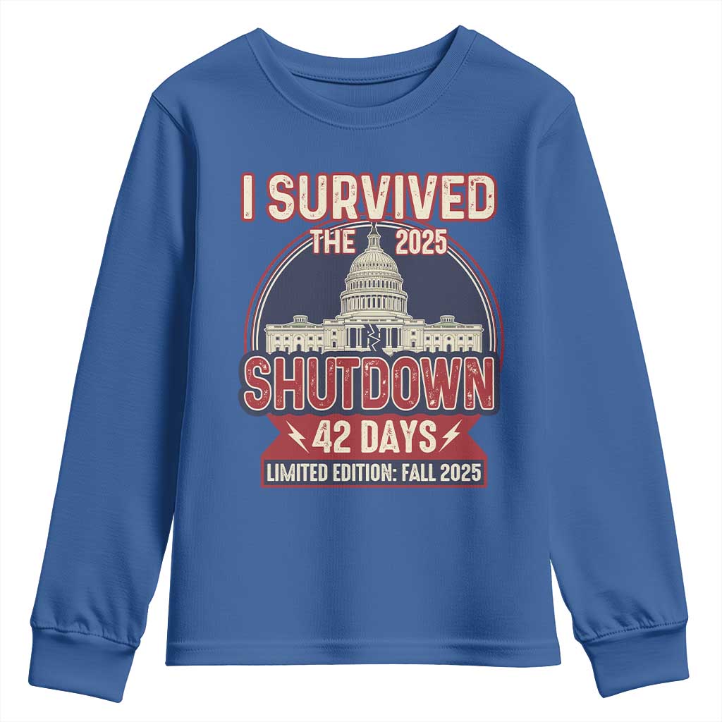 I Survived the 2025 Shutdown Youth Sweatshirt Funny Government Closure Parody Political Humor - Wonder Print Shop