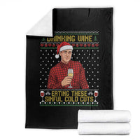 Funny Ed Gein Christmas Meme Throw Blanket Drinking Wine Eating This Sinful Cold Cuts Viral Scene Naughty Holiday - Wonder Print Shop