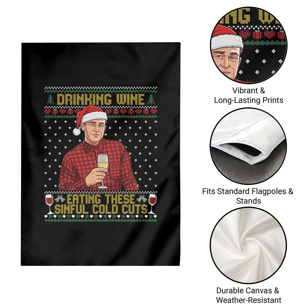 Funny Ed Gein Christmas Meme Garden Flag Drinking Wine Eating This Sinful Cold Cuts Viral Scene Naughty Holiday - Wonder Print Shop