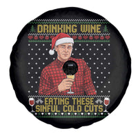 Funny Ed Gein Christmas Meme Spare Tire Cover Drinking Wine Eating This Sinful Cold Cuts Viral Scene Naughty Holiday - Wonder Print Shop