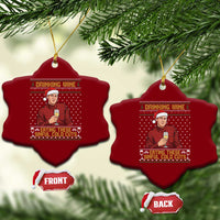 Funny Ed Gein Christmas Meme Ceramic Ornament Drinking Wine Eating This Sinful Cold Cuts Viral Scene Naughty Holiday - Wonder Print Shop