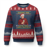 Funny Ed Gein Christmas Meme Ugly Christmas Sweater Drinking Wine Eating This Sinful Cold Cuts Viral Scene Naughty Holiday - Wonder Print Shop