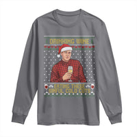 Funny Ed Gein Christmas Meme Long Sleeve Shirt Drinking Wine Eating This Sinful Cold Cuts Viral Scene Naughty Holiday - Wonder Print Shop