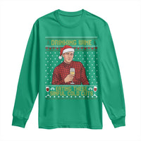 Funny Ed Gein Christmas Meme Long Sleeve Shirt Drinking Wine Eating This Sinful Cold Cuts Viral Scene Naughty Holiday - Wonder Print Shop