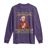 Funny Ed Gein Christmas Meme Long Sleeve Shirt Drinking Wine Eating This Sinful Cold Cuts Viral Scene Naughty Holiday - Wonder Print Shop