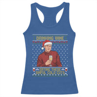 Funny Ed Gein Christmas Meme Racerback Tank Top Drinking Wine Eating This Sinful Cold Cuts Viral Scene Naughty Holiday - Wonder Print Shop