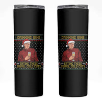 Funny Ed Gein Christmas Meme Skinny Tumbler Drinking Wine Eating This Sinful Cold Cuts Viral Scene Naughty Holiday - Wonder Print Shop