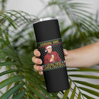 Funny Ed Gein Christmas Meme Skinny Tumbler Drinking Wine Eating This Sinful Cold Cuts Viral Scene Naughty Holiday - Wonder Print Shop