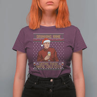 Funny Ed Gein Christmas Meme T Shirt For Women Drinking Wine Eating This Sinful Cold Cuts Viral Scene Naughty Holiday - Wonder Print Shop