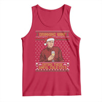 Funny Ed Gein Christmas Meme Tank Top Drinking Wine Eating This Sinful Cold Cuts Viral Scene Naughty Holiday - Wonder Print Shop