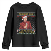 Funny Ed Gein Christmas Meme Youth Sweatshirt Drinking Wine Eating This Sinful Cold Cuts Viral Scene Naughty Holiday - Wonder Print Shop