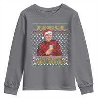 Funny Ed Gein Christmas Meme Youth Sweatshirt Drinking Wine Eating This Sinful Cold Cuts Viral Scene Naughty Holiday - Wonder Print Shop