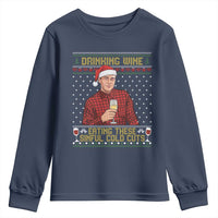 Funny Ed Gein Christmas Meme Youth Sweatshirt Drinking Wine Eating This Sinful Cold Cuts Viral Scene Naughty Holiday - Wonder Print Shop