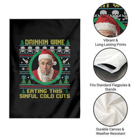 Funny Ed Gein Horror Christmas Meme Garden Flag Drinking Wine Eating This Sinful Cold Cuts Viral Scene - Wonder Print Shop