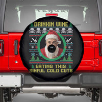 Funny Ed Gein Horror Christmas Meme Spare Tire Cover Drinking Wine Eating This Sinful Cold Cuts Viral Scene - Wonder Print Shop