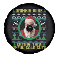 Funny Ed Gein Horror Christmas Meme Spare Tire Cover Drinking Wine Eating This Sinful Cold Cuts Viral Scene - Wonder Print Shop
